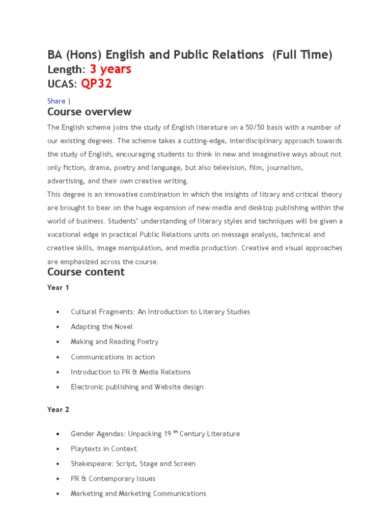 English for Public Relations Degree | PDF | Press Release | English Studies