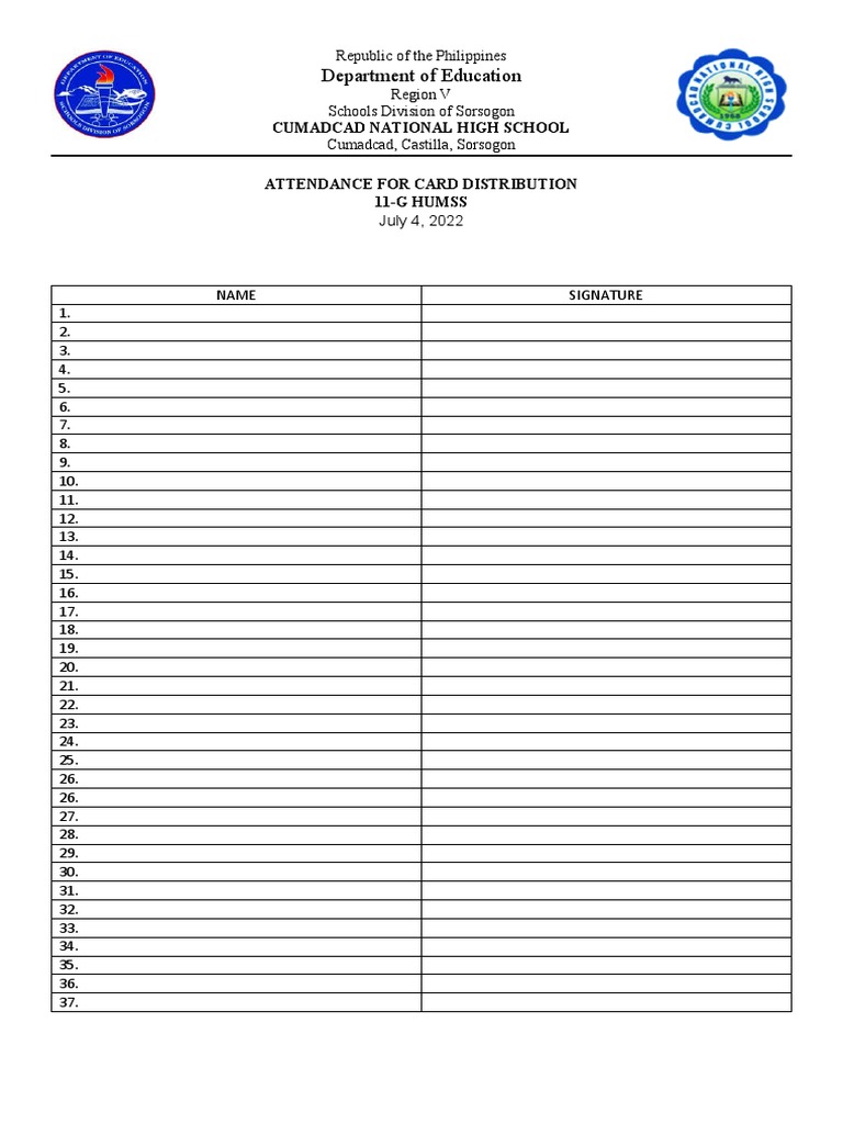 Attendance For Card Distribution | PDF