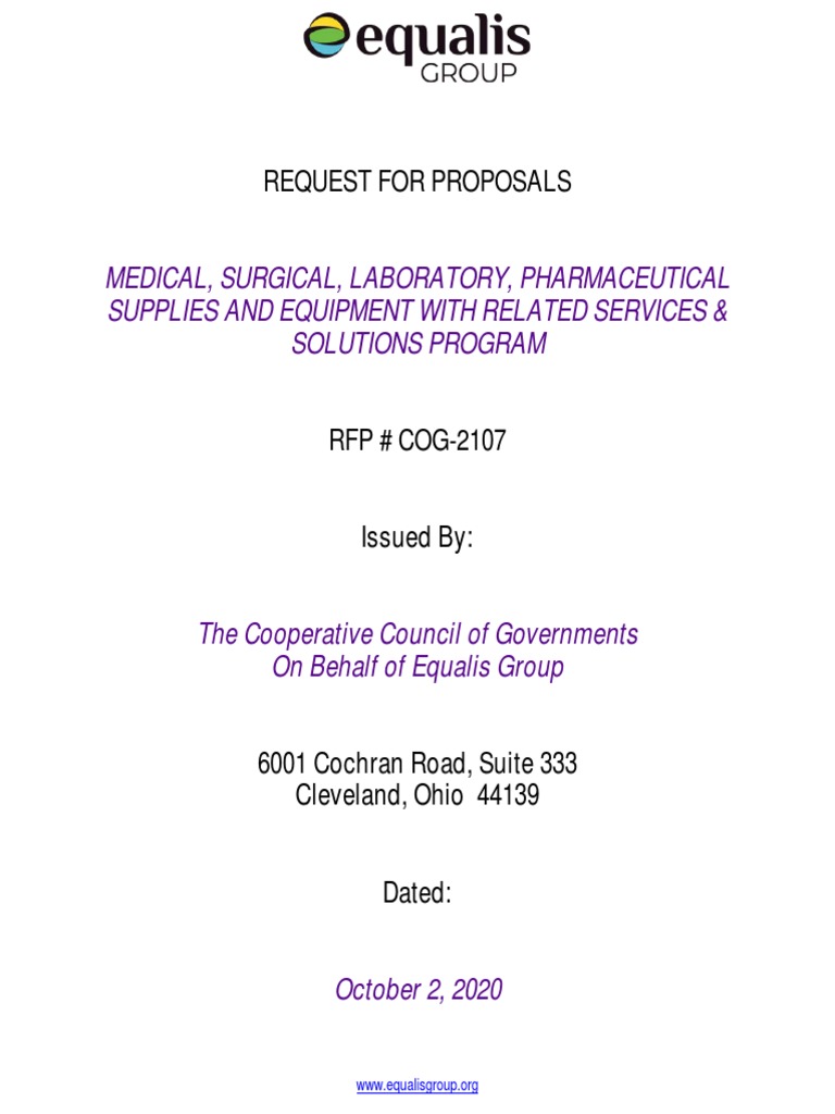RFP CCOG Medical Surgical Supplies Original RFP Scrollable PDF Request For Proposal Pricing