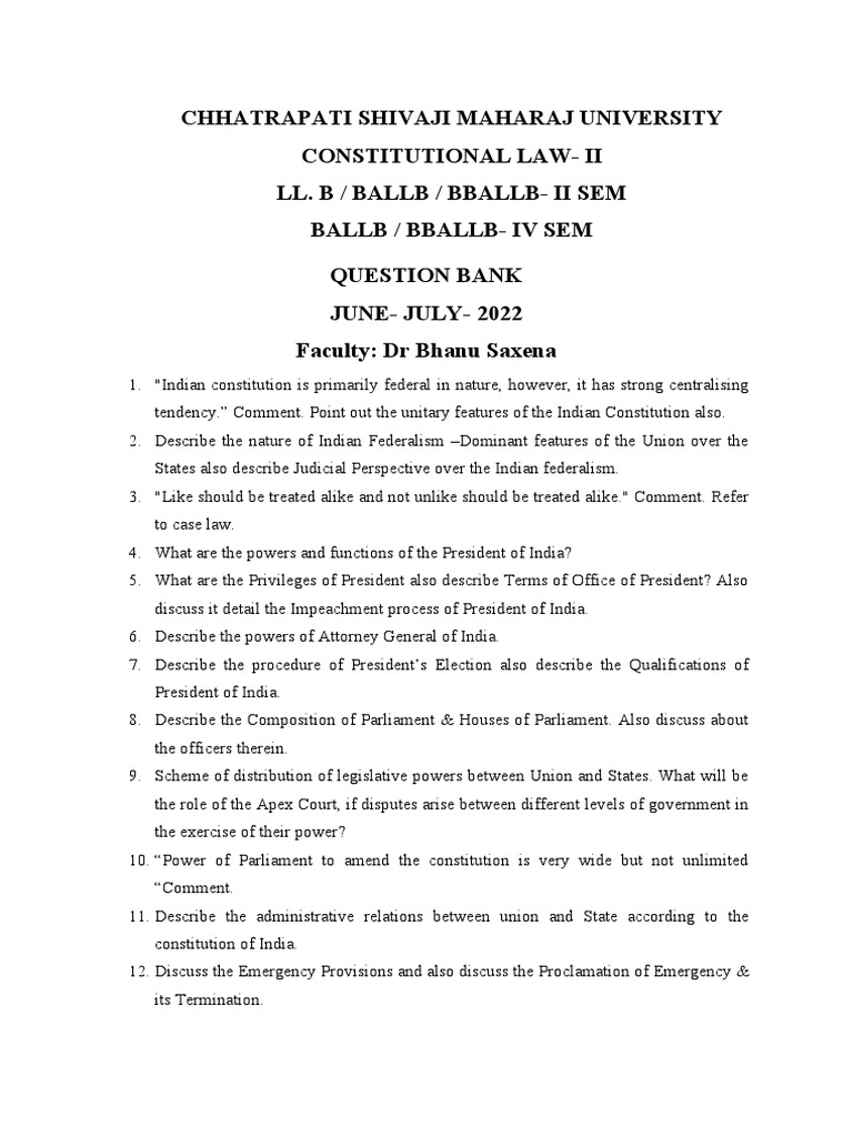 Constitutional Law Q Bank July 2022 | PDF | Constitution | American ...
