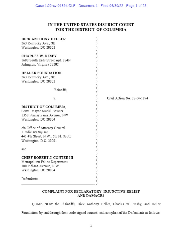 Gun Rights Lawsuit in D.C. | PDF | Second Amendment To The United ...