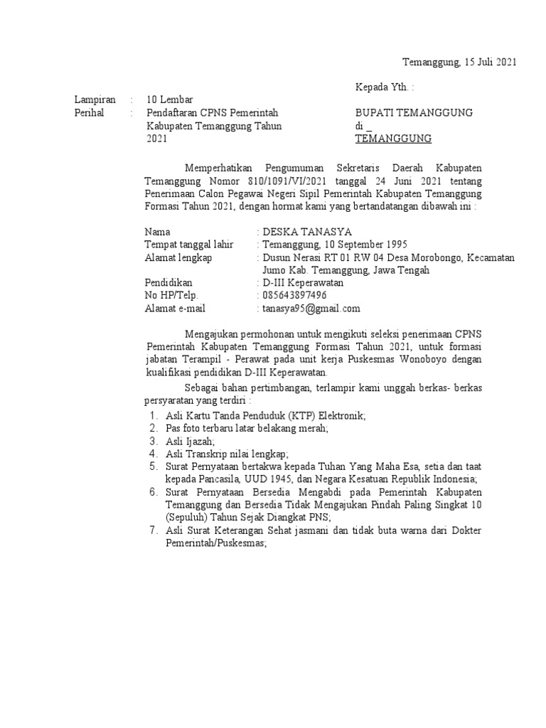 Surat Pernyataan Cpns | PDF