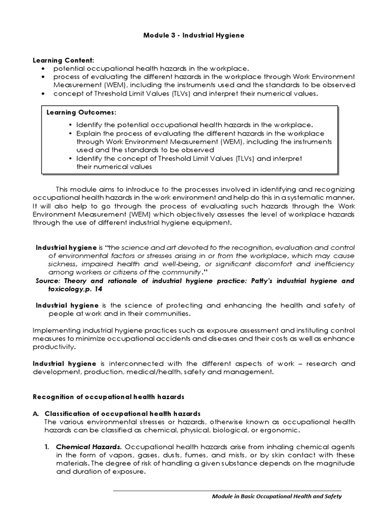 Source Theory and Rationale of Industrial Hygiene Practice Patty's
