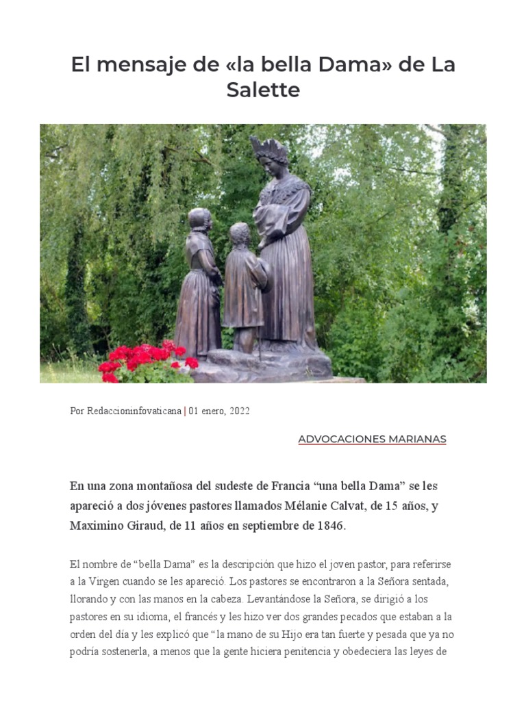 El Mensaje de La Bella Dama de La Salette PDF Creencia religiosa y