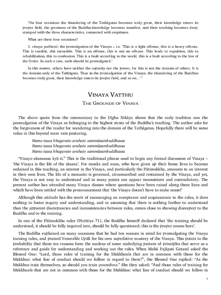 Vinaya Vatthu | PDF