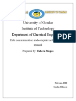 University of Gondar Institute of Technology Department of Chemical Engineering