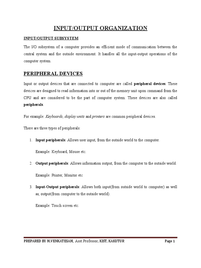 Input Output Organization | PDF | Input/Output | Central Processing Unit
