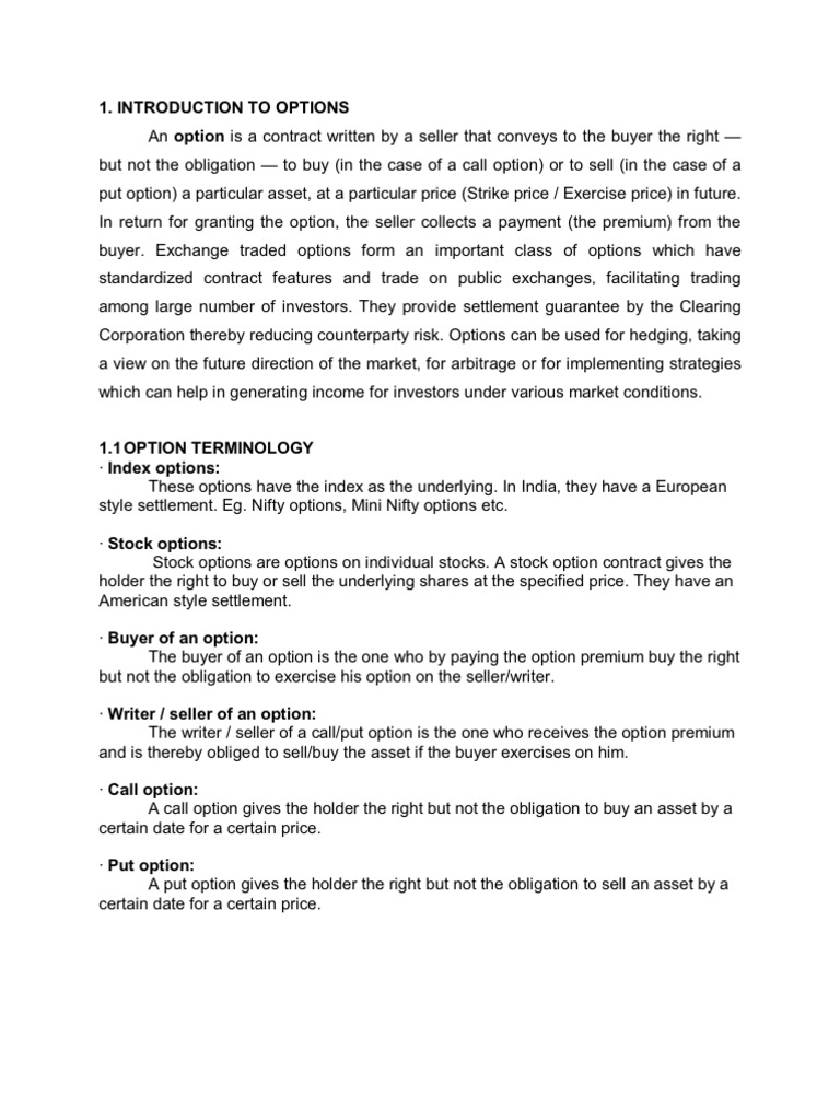 Introduction To Options | PDF | Put Option | Option (Finance)