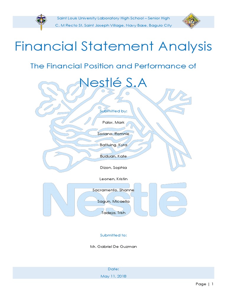 Nestlé Financial Analysis PDF Equity (Finance) Nestlé