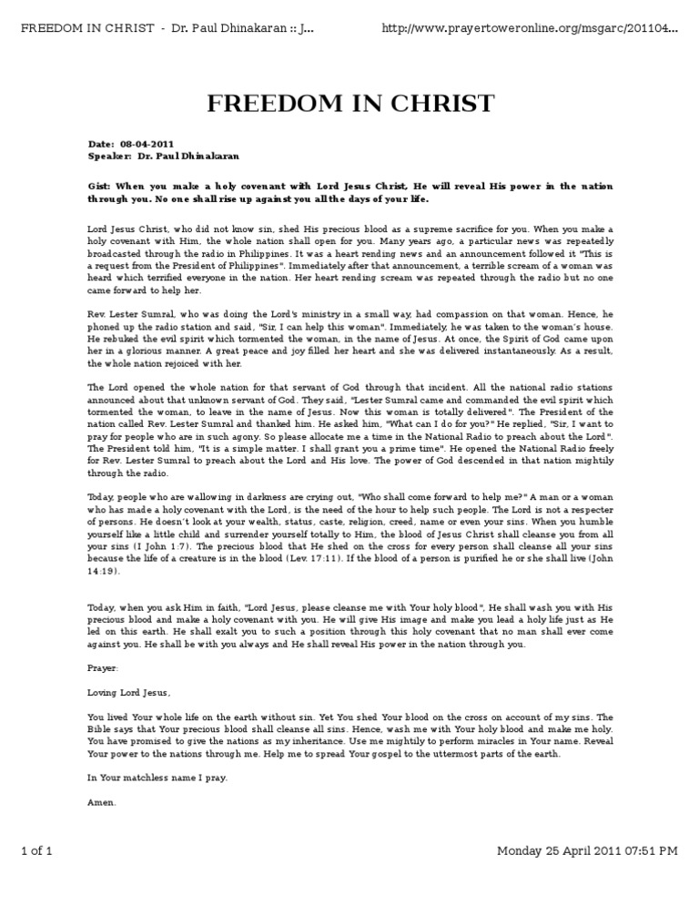 Freedom in Christ | PDF | Sin | Jesus