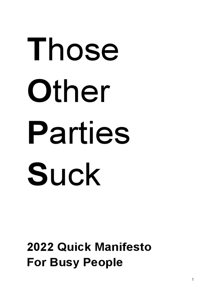 TOPS 2022 Manifesto (Quick Read) PDF Employment Welfare