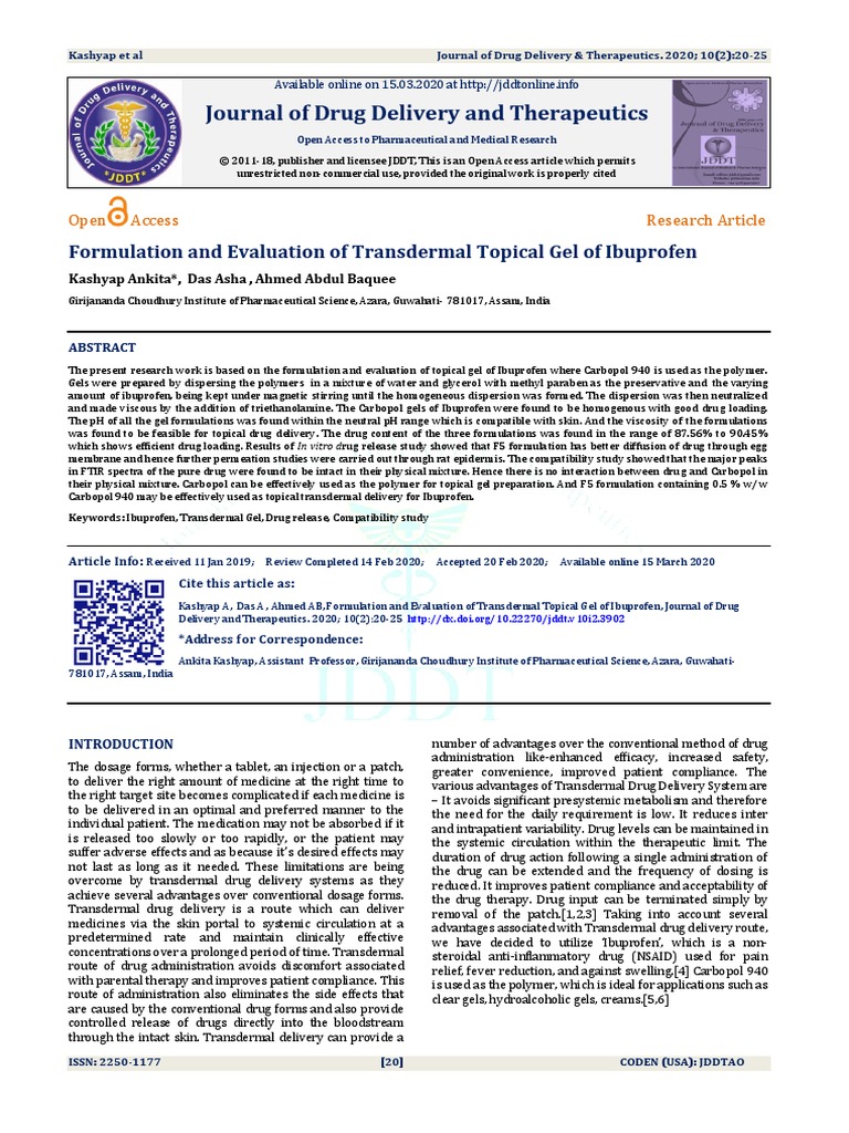 Formulation and Evaluation of Transdermal Topical | PDF | Topical ...