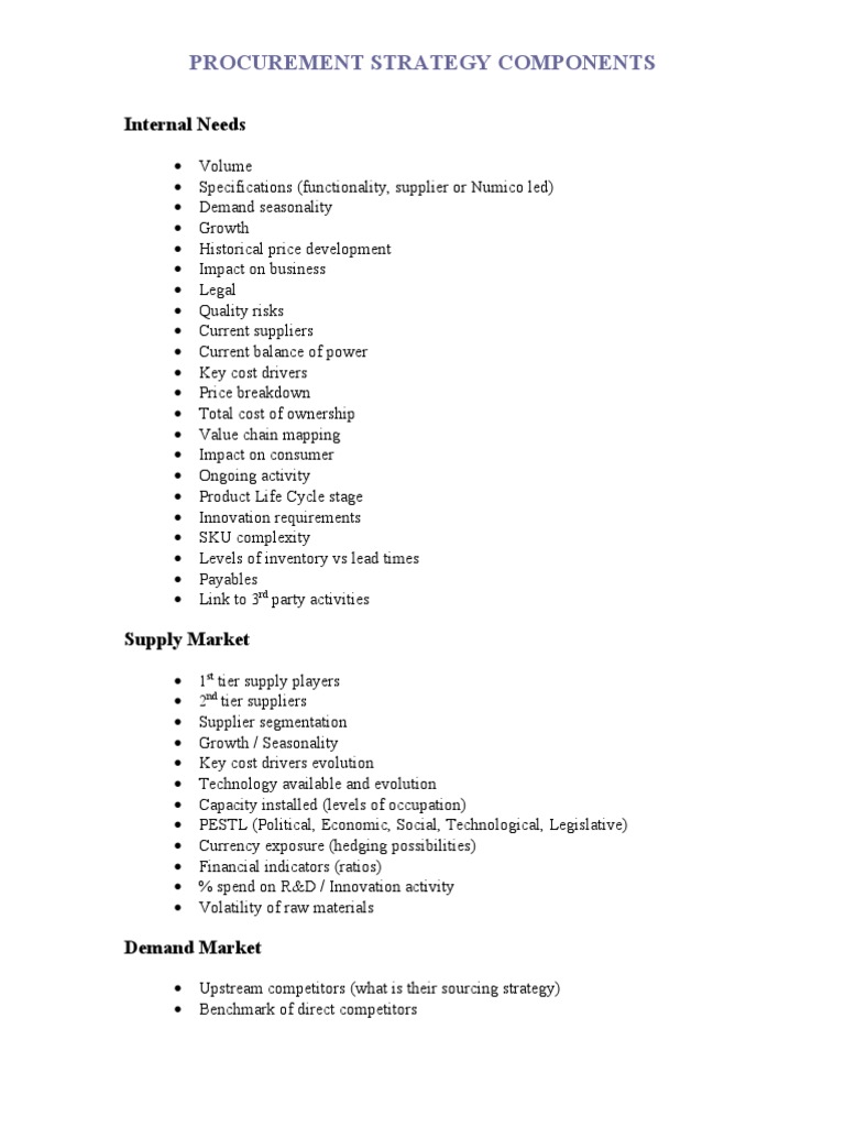 Key Components of Procurement Strategy | PDF | Technology & Engineering