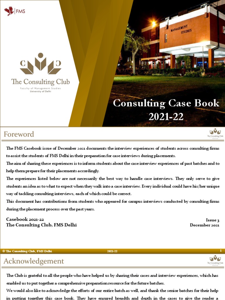 The FMS Consulting Casebook 202122 PDF Monopoly Consultant