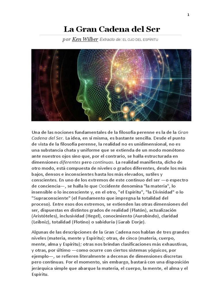 La Gran Cadena Del Ser PDF Alma Realidad