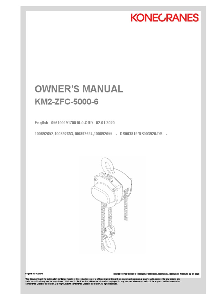 02 Owners Manual For Manual Chain Hoist PDF Personal Protective