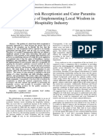 A Hotel Front Desk Receptionist and Catur Paramita Values: A Study of Implementing Local Wisdom in Hospitality Industry