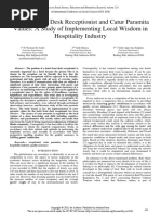 A Hotel Front Desk Receptionist and Catur Paramita Values: A Study of Implementing Local Wisdom in Hospitality Industry