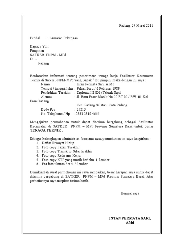 Surat Lamaran Pekerjaan Igasar 