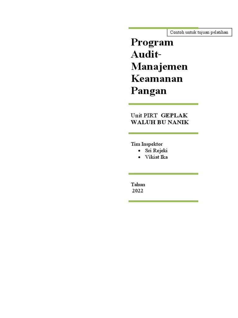 Program Inspeksi Geplak Waluh 2022 | PDF