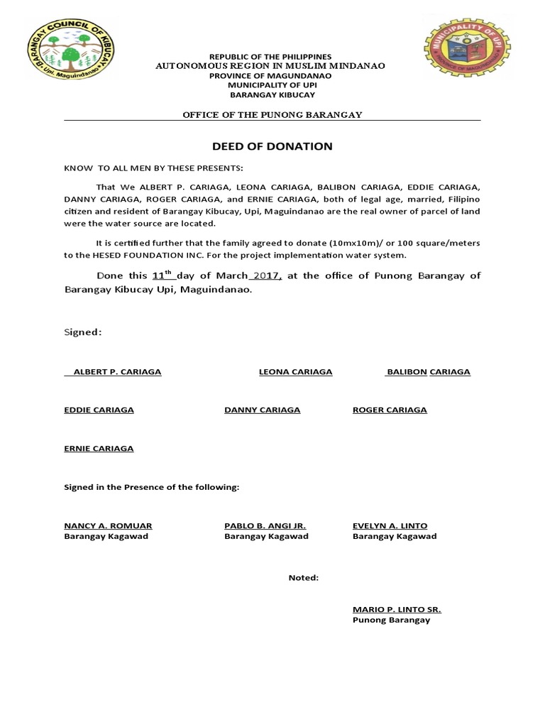 DEED OF DONATION PDF