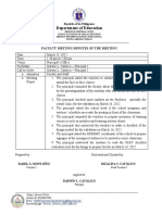 Department of Education: Faculty Meeting Minutes of The Meeting