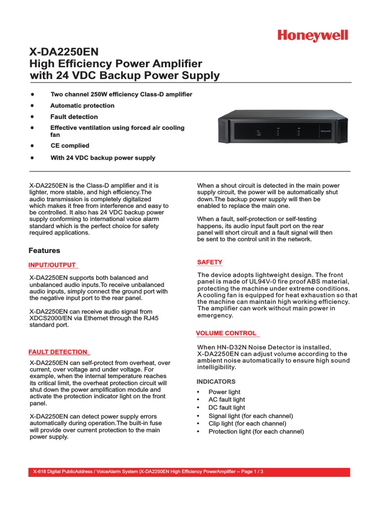 X-DA2250EN Power Amplifier Overview | PDF | Power Supply | Amplifier