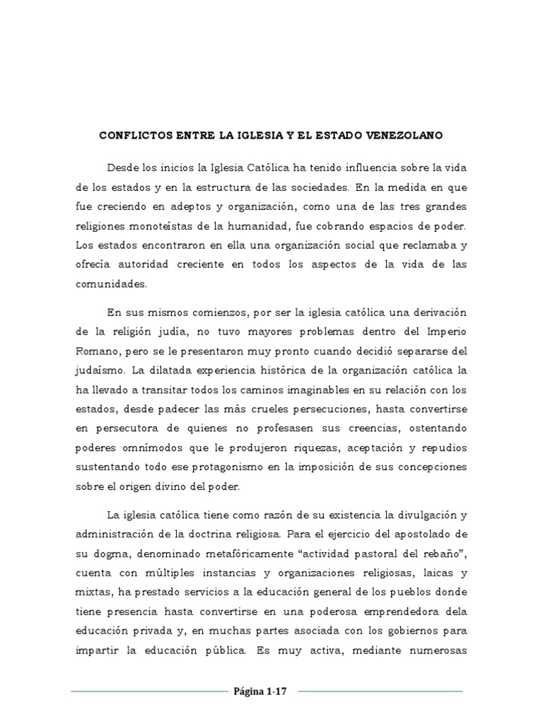 Conflictos Entre La Iglesia y El Gobierno | PDF | Iglesia Católica ...
