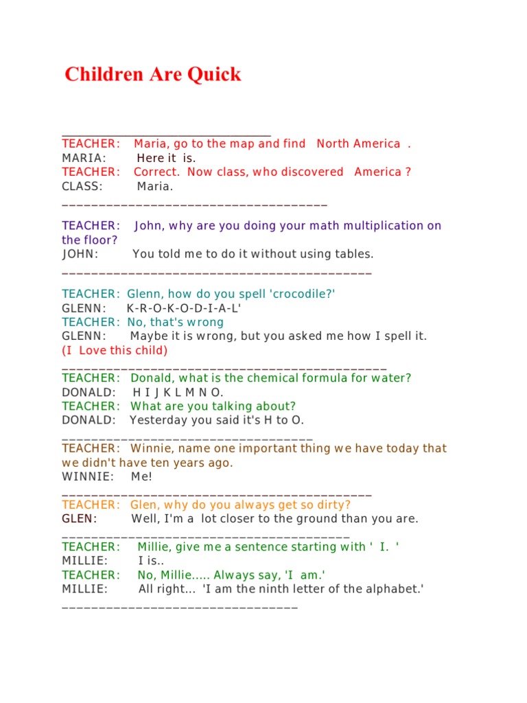 Children Are Quick | PDF