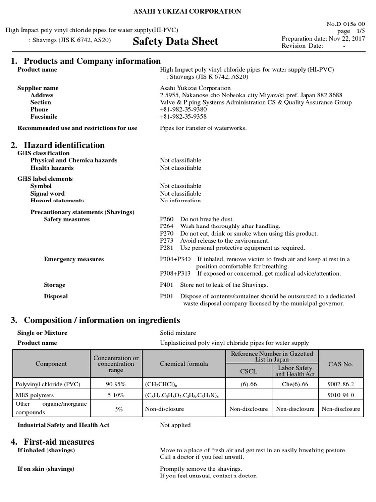 SDS Pipa PVC PDF Polyvinyl Chloride Waste Management