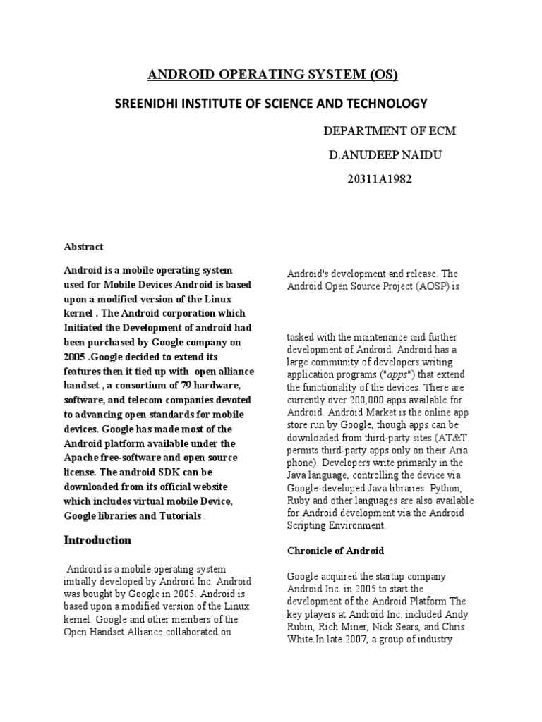 Android OS Development Overview | PDF | Android (Operating System ...