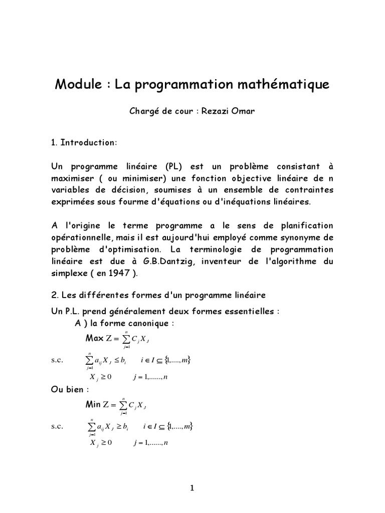 ECS2 06 Cours | PDF | Optimisation linéaire | Optimisation mathématique