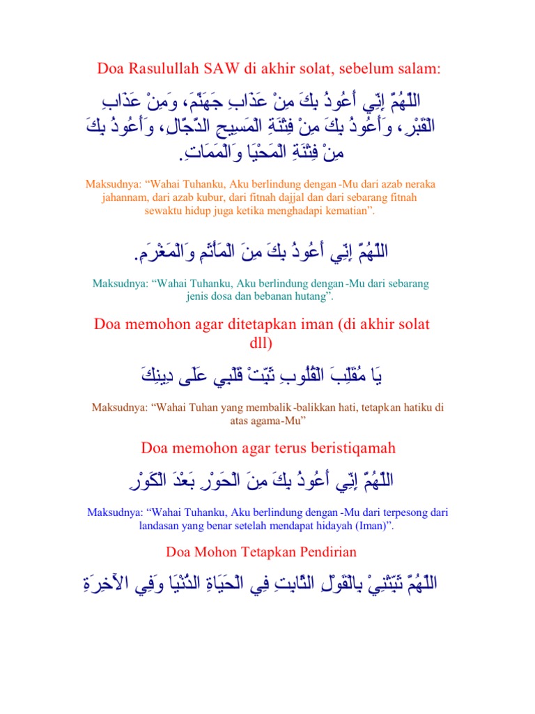 Doa Rasulullah Saw Di Akhir Solat Pdf