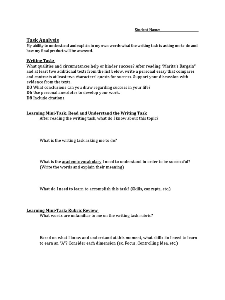Student Task Analysis Collection 1 | PDF | Self-Improvement
