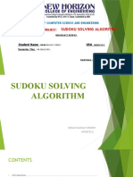Sudoku Solving Algorithm: Department of Computer Science and Engineering