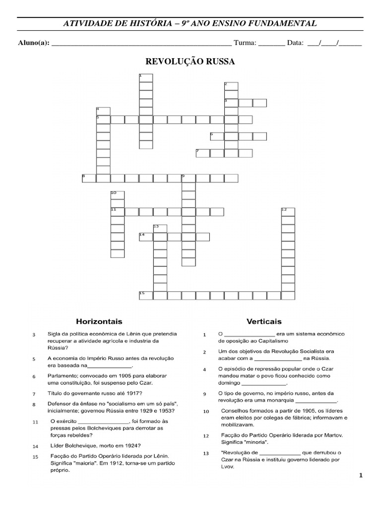Cruzadinha Revolução Russa PDF