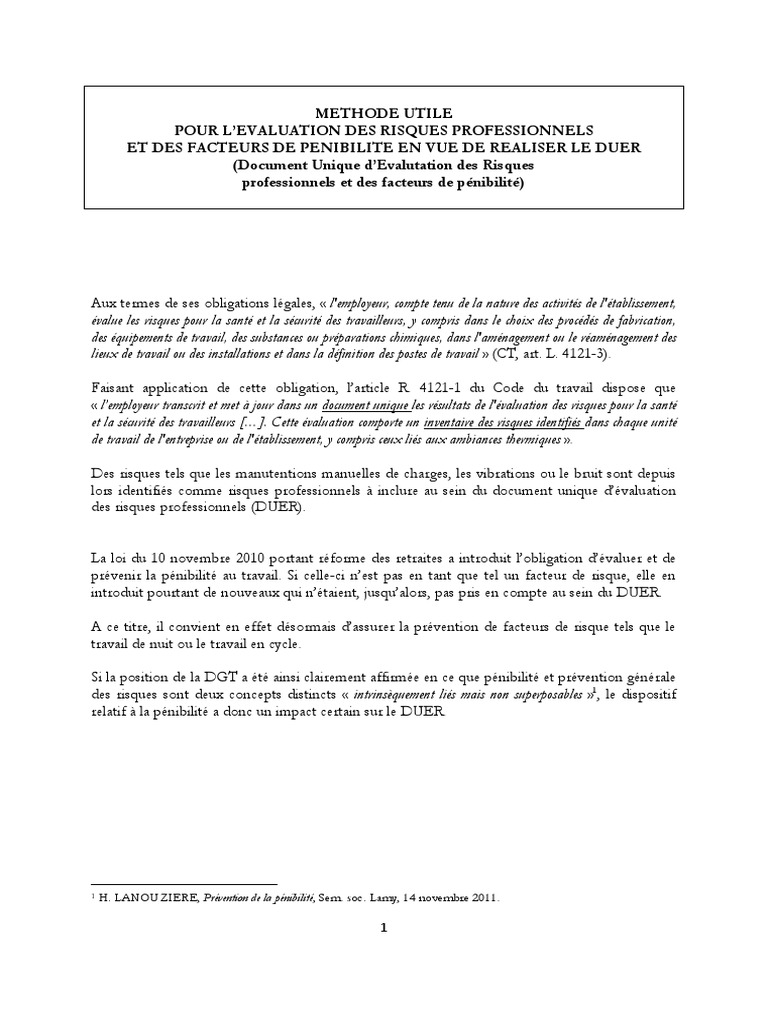 Document unique devaluation des risques pdf risque valuation des