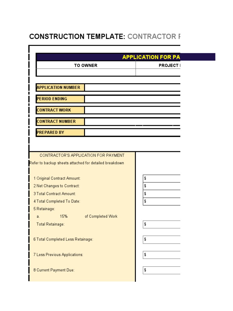 Construction Payment Application Template | PDF | Framing (Construction ...
