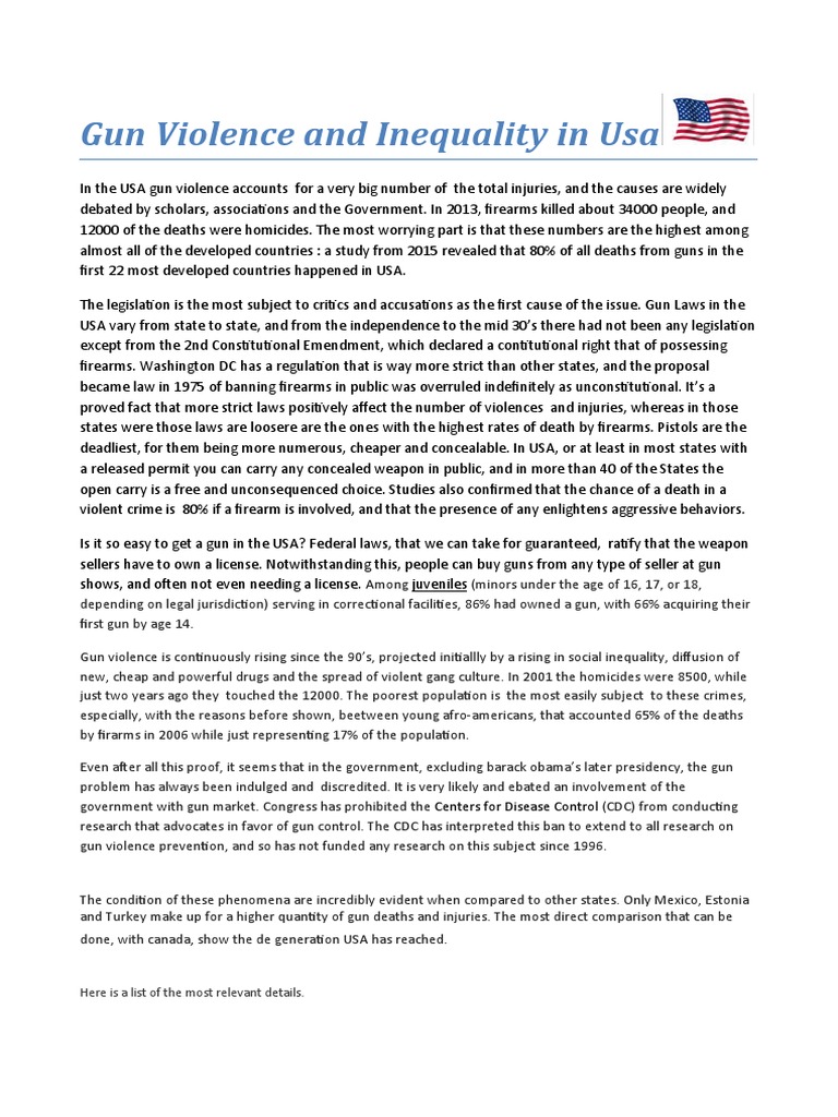 Gun Violence and Inequality in Usa | PDF | Gun Violence In The United ...