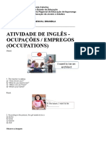 Atividade de Inglês - Ocupações / Empregos (Occupations)