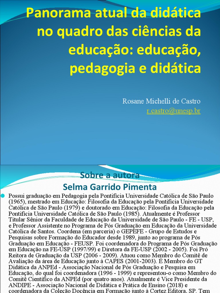 Didática e Pedagogia: Panorama Atual | PDF | Science | Pedagogia