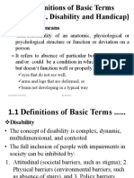 1.1 Definitions of Basic Terms (Impairment, Disability and Handicap)