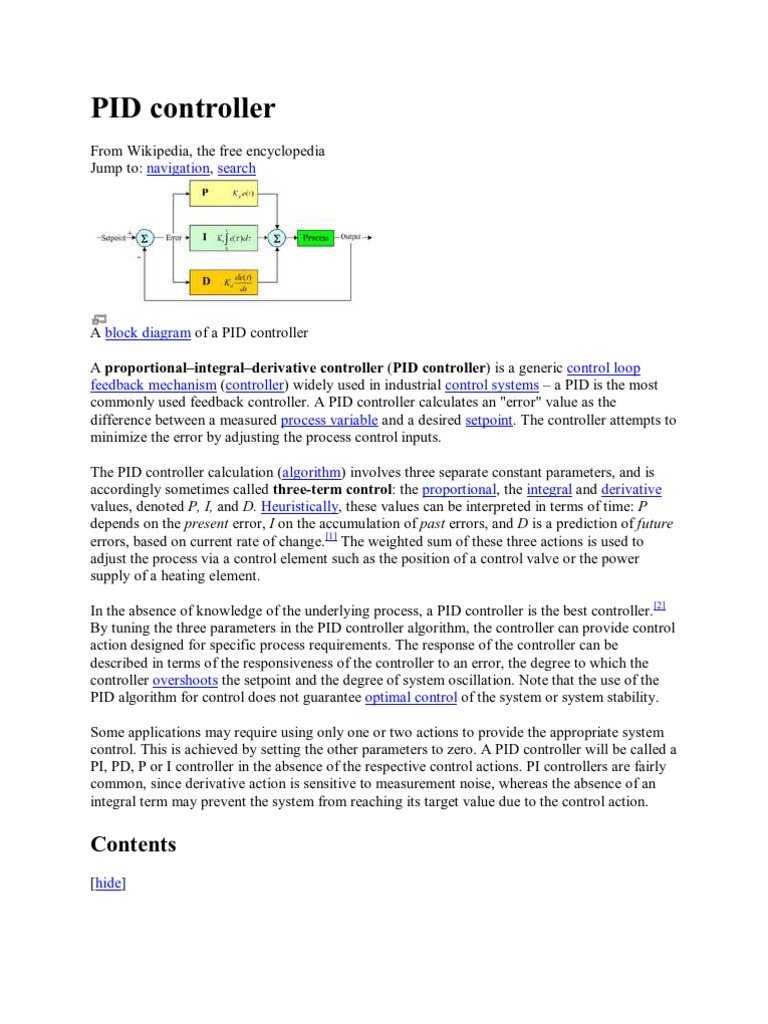 PID controller basics | PDF | Control Theory | Control System