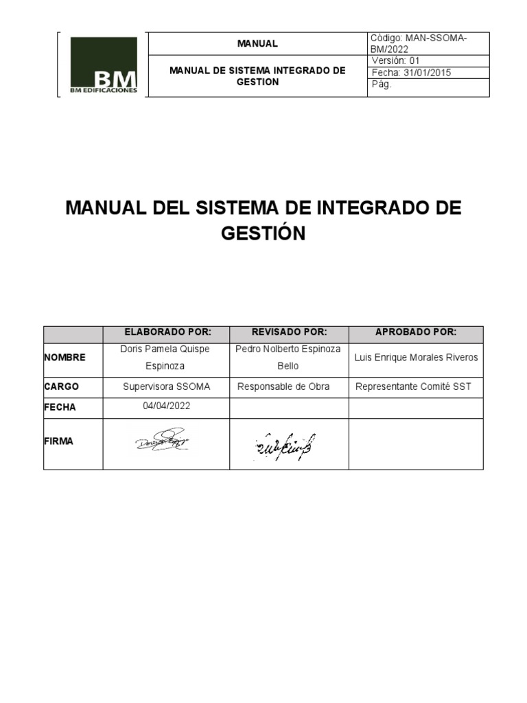 Manual del Sistema Integrado de Gestión | PDF | Calidad (comercial ...