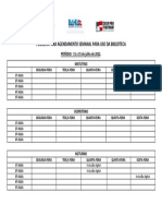 Planilha para Agendamento Semanal para Uso Da Biblioteca