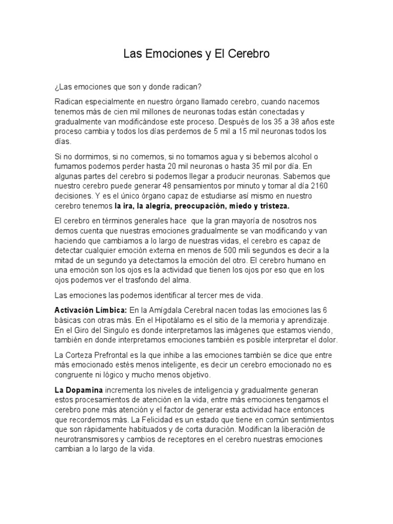 Emociones y su Impacto en el Cerebro | PDF | Las emociones | Cerebro