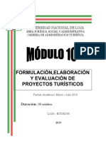 Formulación, Elaboración y Evaluación de Proyectos Turísticos