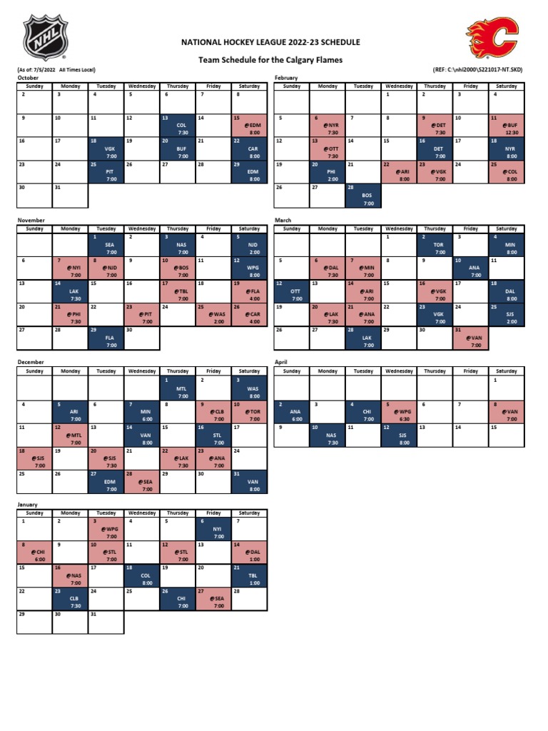 calgary-flames-2022-23-schedule-pdf-national-hockey-league-ice-hockey
