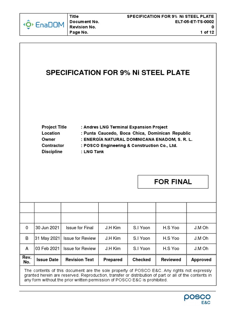 9% Ni Steel Plate Specs | PDF | Heat Treating | Specification ...