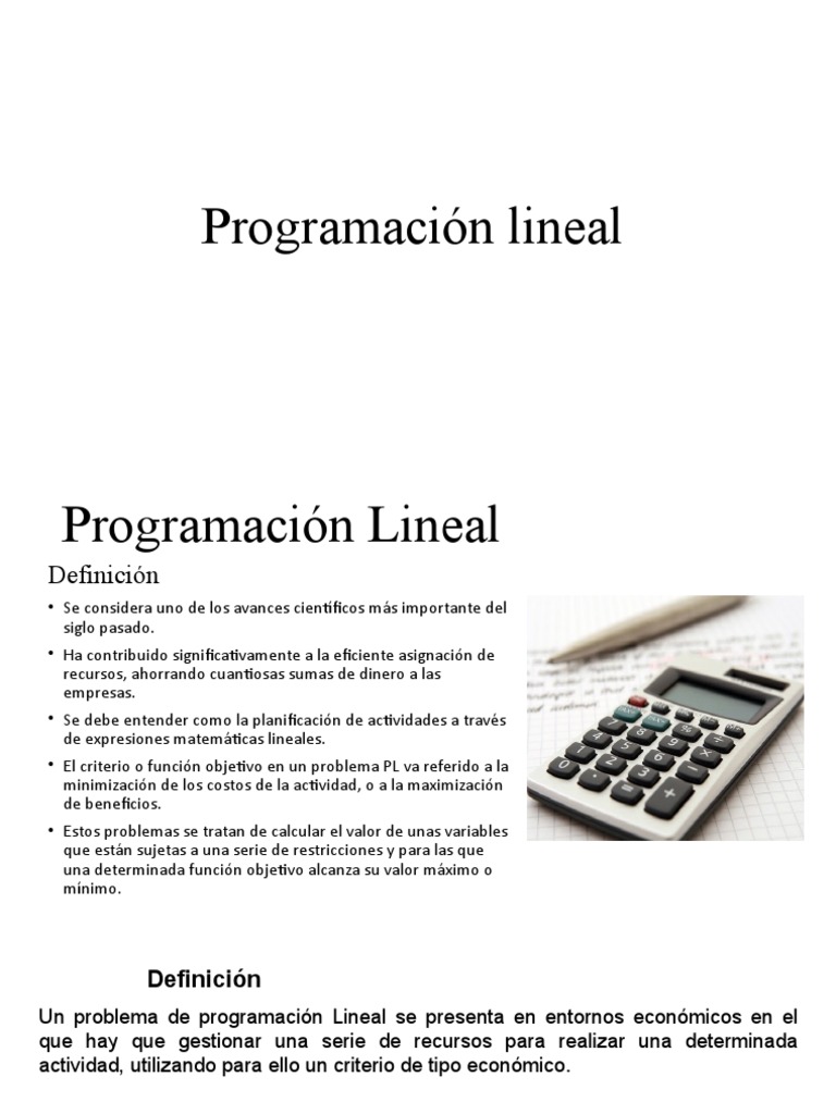 Definición de Programación Lineal | PDF | Programación lineal ...
